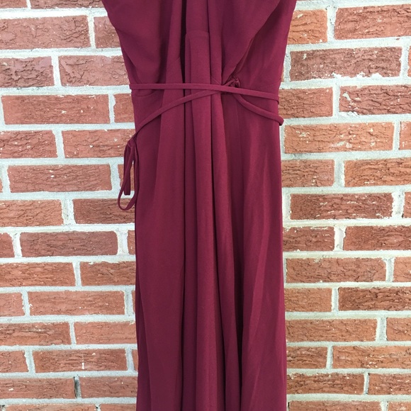 Lulu’s Here’s To Us High Low Wrap Dress Burgundy - Picture 10 of 13